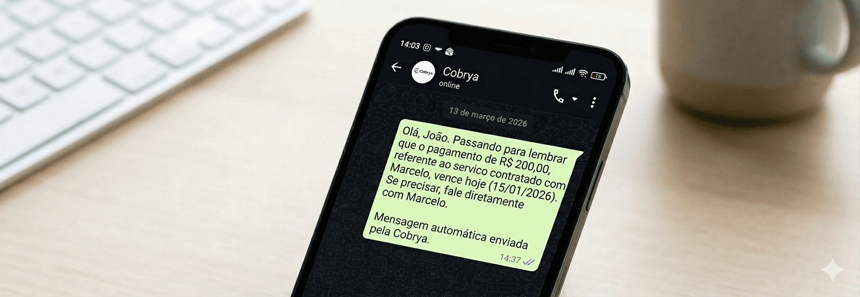 Lembrete de vencimento enviado no WhatsApp